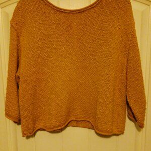 Free People Nubby Scoop Neck 1/2 Sleeve Cropped Pullover Sweater Sz S.